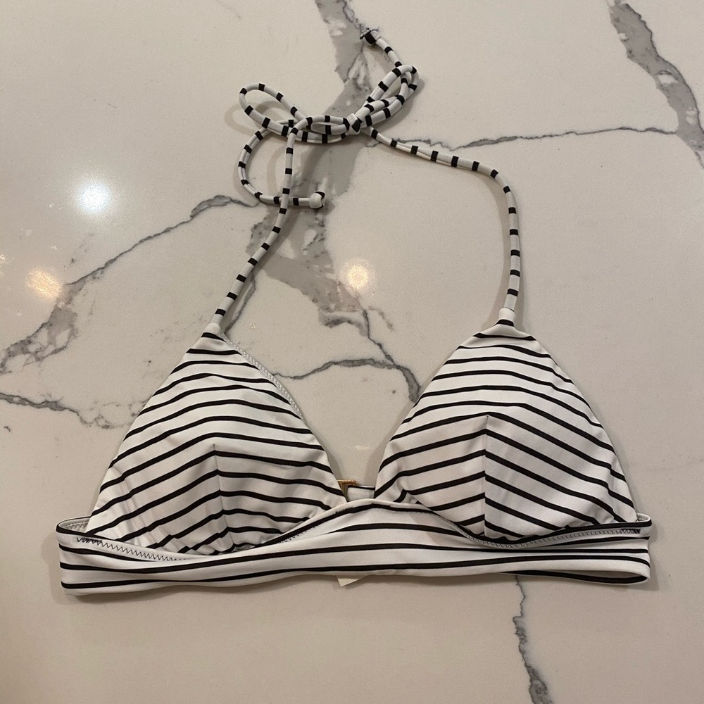 Black White stripped bikini top